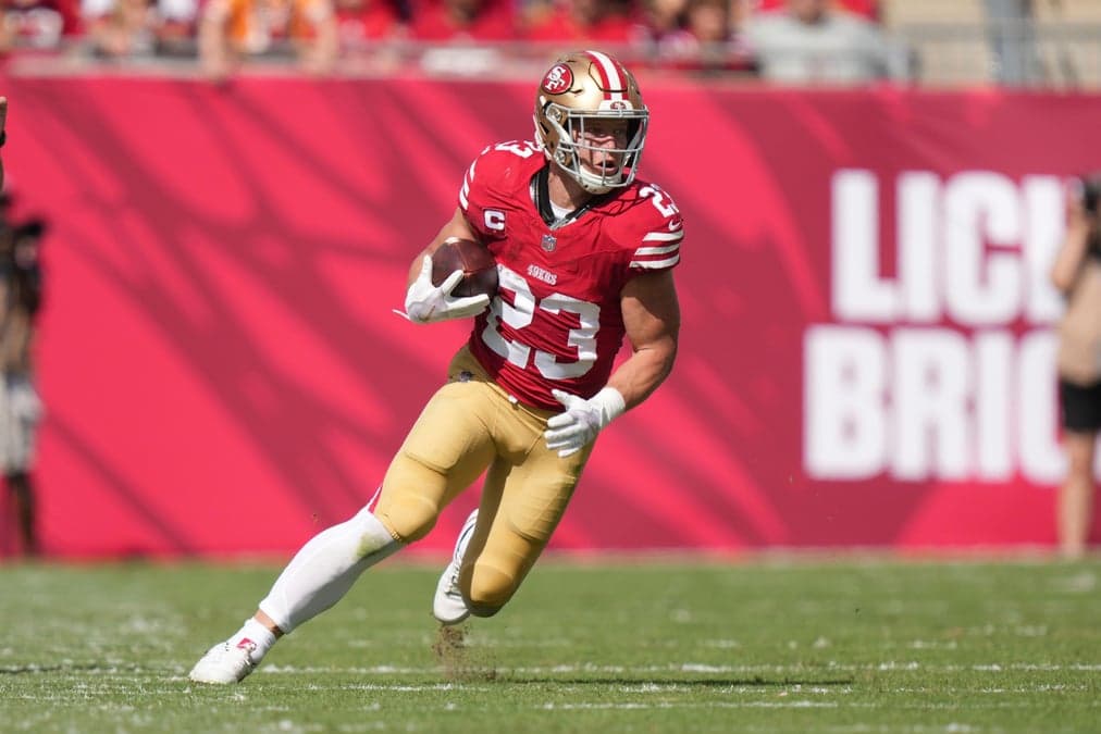 Christian McCaffrey Heads to Locker Room With Thigh Injury, Questionable to Return